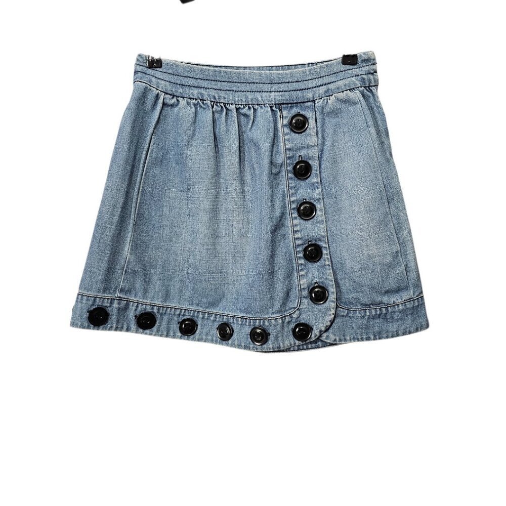 Plenty By Tracy Reese Denim Button Cotton Jean Mini Skirt Blue Above Knee 25